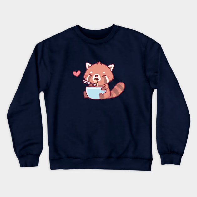 Cute Red Panda Eating Ramen Noodles Crewneck Sweatshirt by rustydoodle